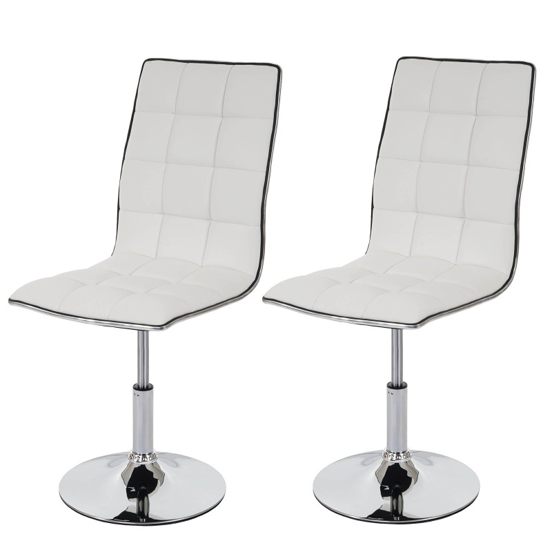 2x chaise de salle à manger fauteuil, similicuir - blanc
