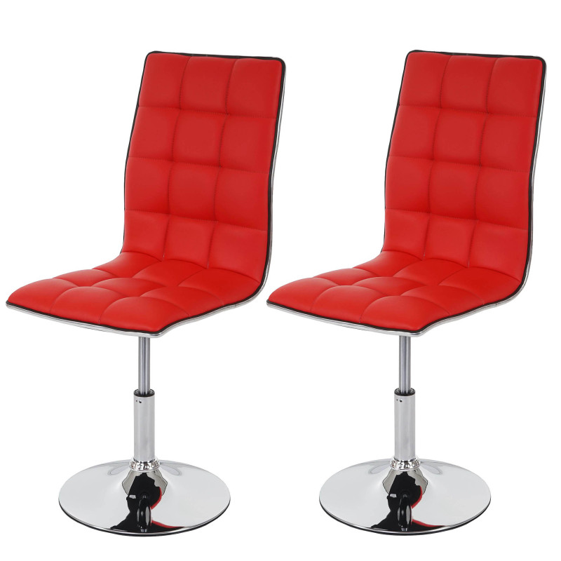 2x chaise de salle à manger fauteuil, similicuir - rouge