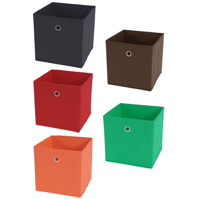 4x box pliable T362, box de rangement, tissu 28x28x28cm - orange