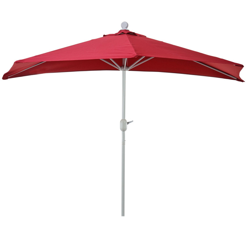 Demi-parasol en aluminium Parla, UV 50+ - 300cm bordeaux sans pied