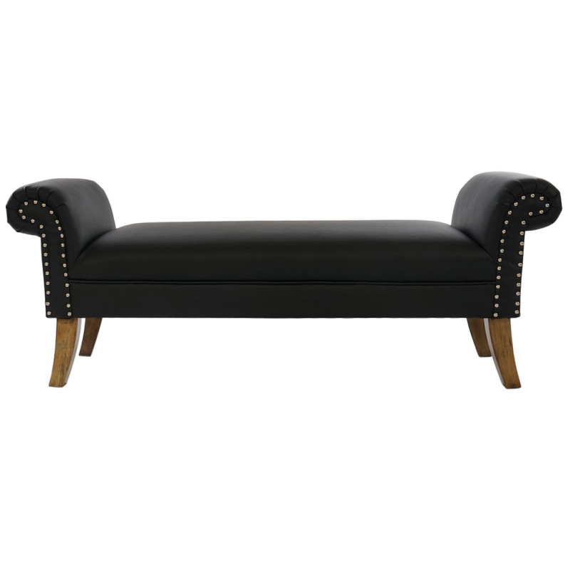 Banquette T373, banc rembourré Chesterfield, 55x138x42cm similicuir noir