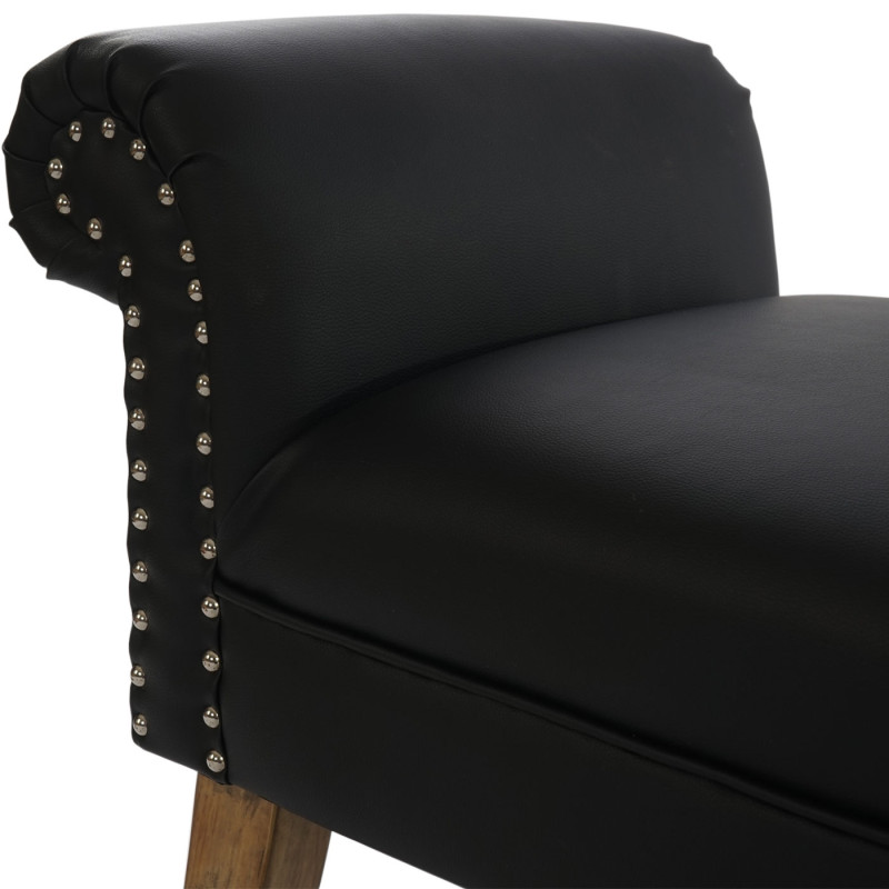 Banquette T373, banc rembourré Chesterfield, 55x138x42cm similicuir noir