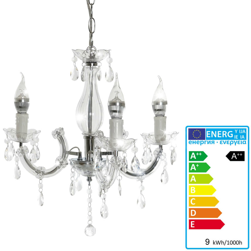 Lustre LED HW154, lampe de suspension, 3 flammes, 9W EE A++ - pur