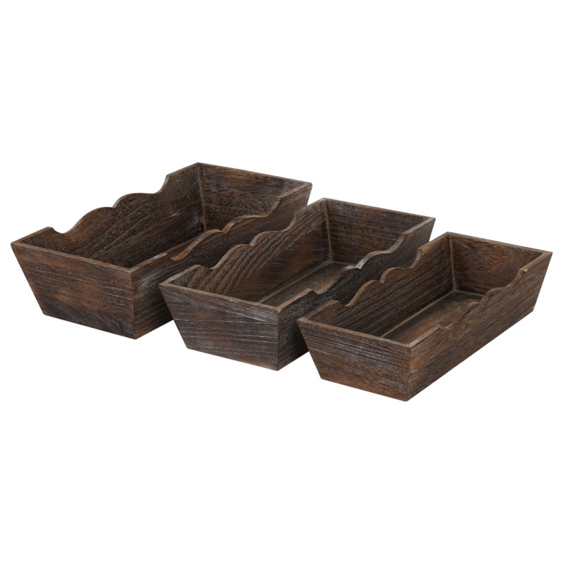 Style Shabby, 3x bol de décoration, T283, 3x bougeoir T361, vintage - marron