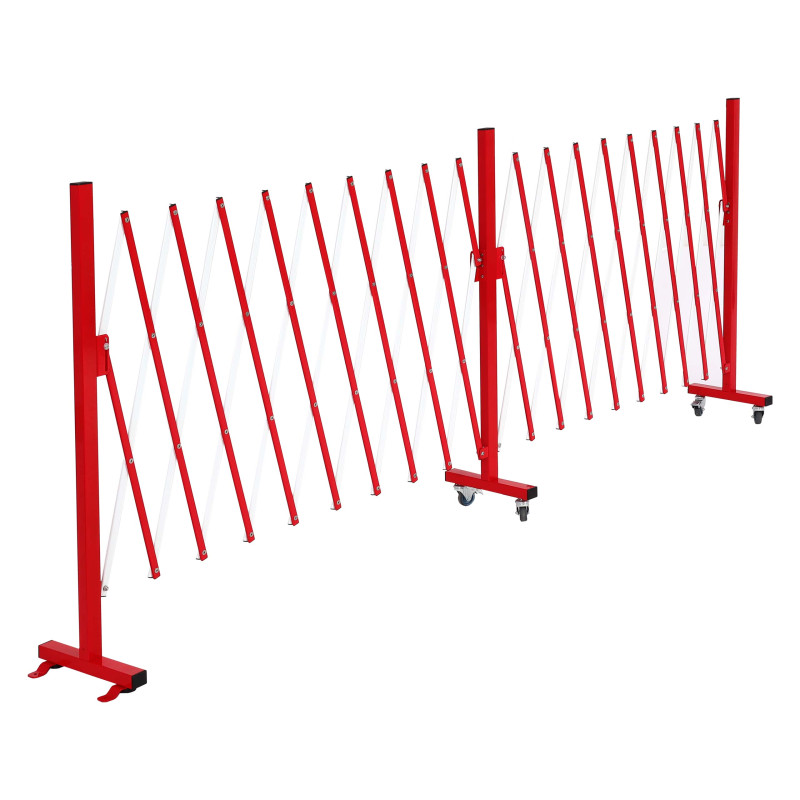 Barrière de sécurité en aluminium barrière de sécurité à ciseaux avec roulettes, extensible 110x60-500cm - rouge-blanc