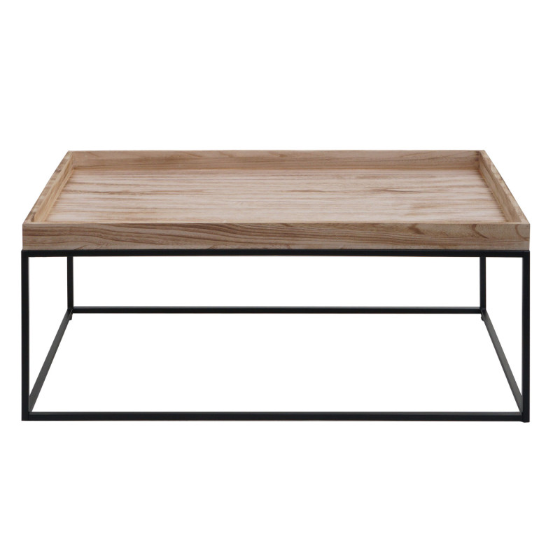 Table basse table basse table d'appoint, bois massif métal 46x110x60cm - naturel