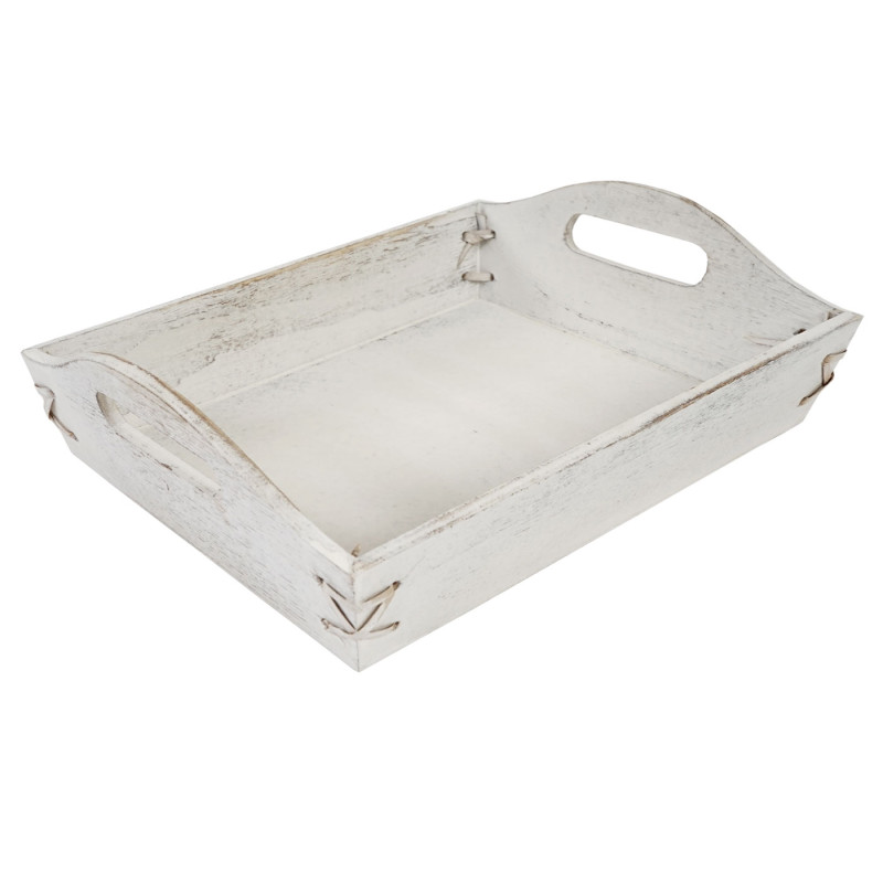 Lot de 3 plateaux de service - blanc shabby