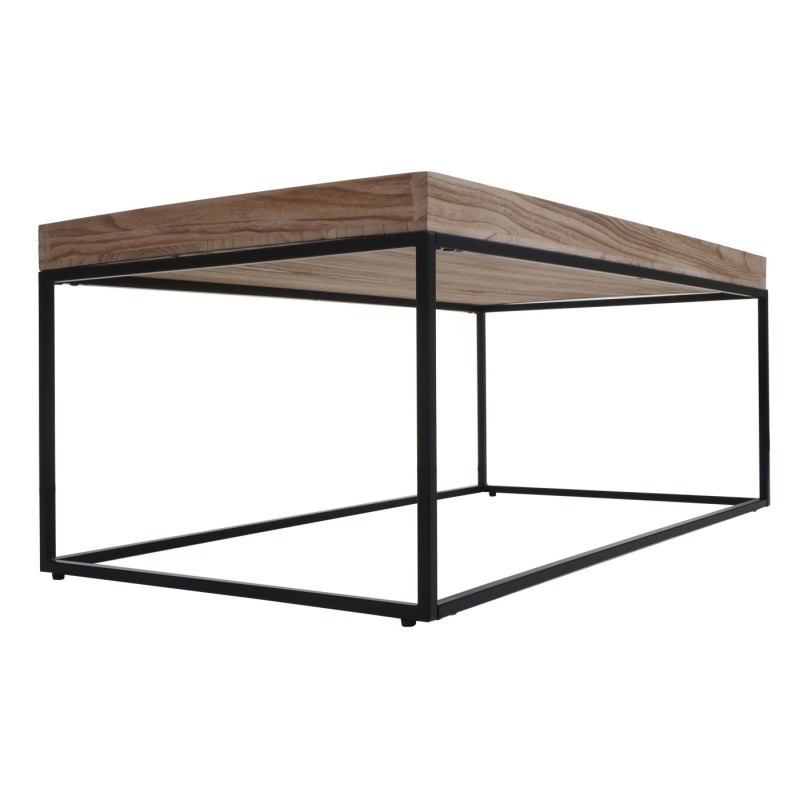 Table basse table basse table d'appoint, bois massif métal 46x110x60cm - naturel