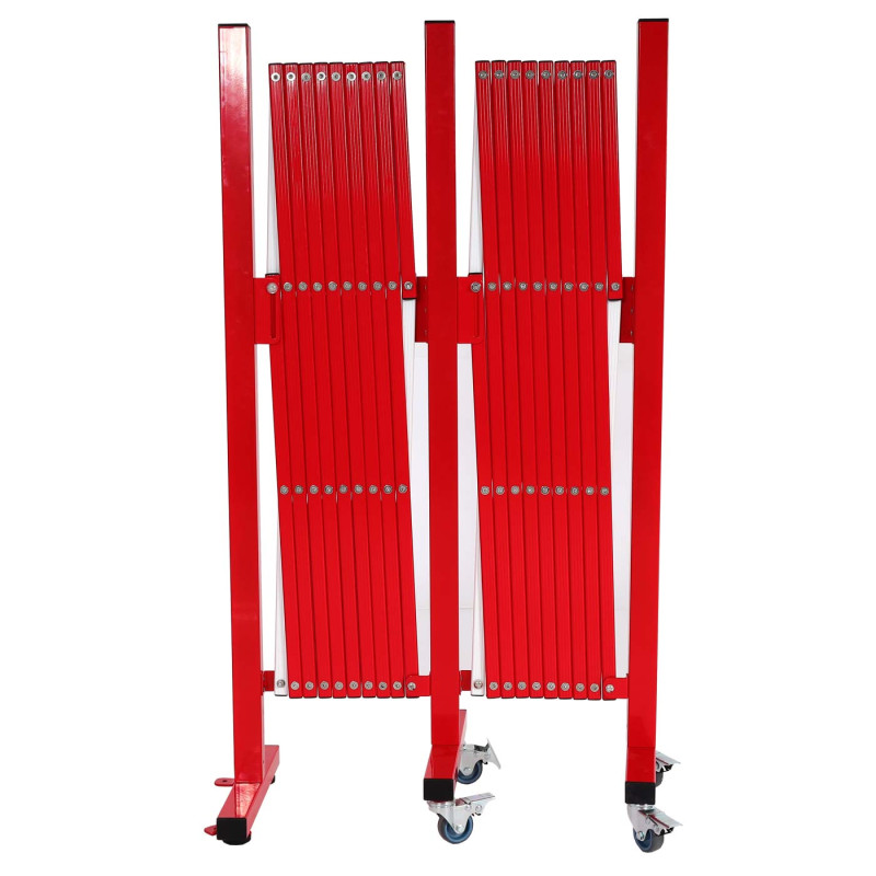 Barrière de sécurité en aluminium barrière de sécurité à ciseaux avec roulettes, extensible 110x60-500cm - rouge-blanc