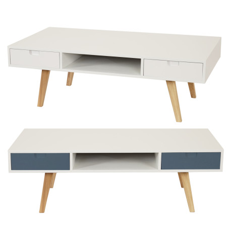 Commode Malmö T291, meuble bas, rack TV, 40x120x60cm, design rétro - front bleu