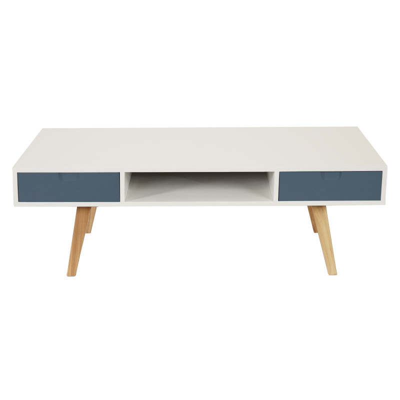 Commode Malmö T291, meuble bas, rack TV, 40x120x60cm, design rétro - front bleu