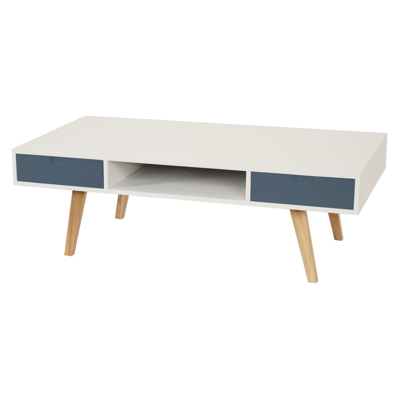 Commode Malmö T291, meuble bas, rack TV, 40x120x60cm, design rétro - front bleu