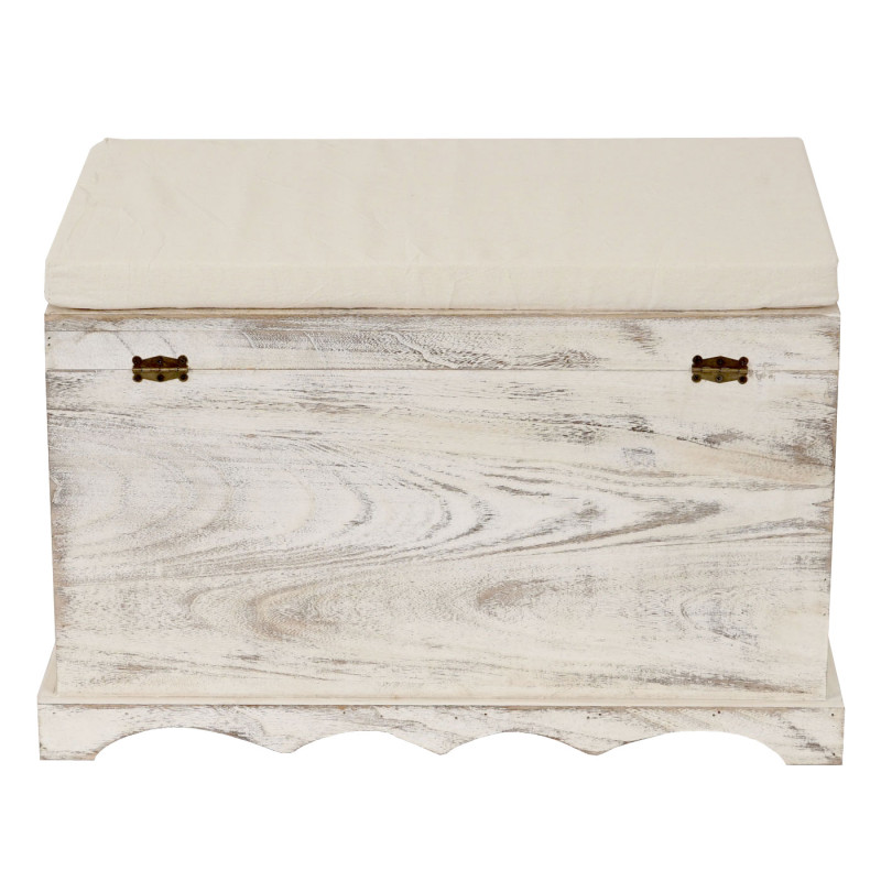 Banc banquette / coffre de rangement T356, style shabby 50x76x45cm - blanc