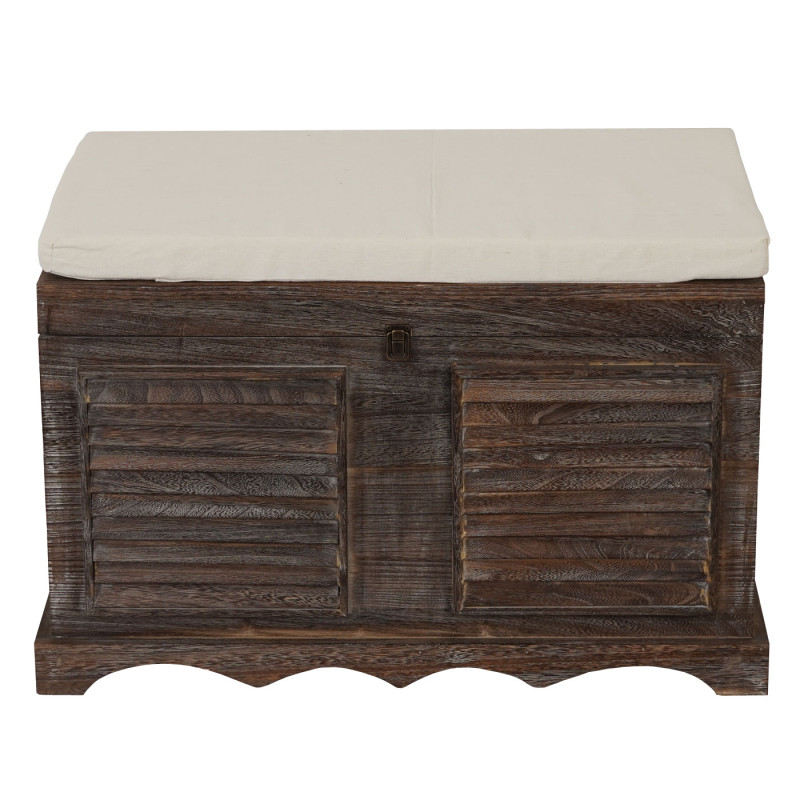 Coffre de rangement T356 / banquette / shabby chic, vintage, 50x76x45cm - marron