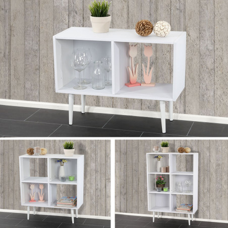 Étagère Malmö T340, étagère à livres, design rétro 94x71x30cm, 4 compartiments - blanc