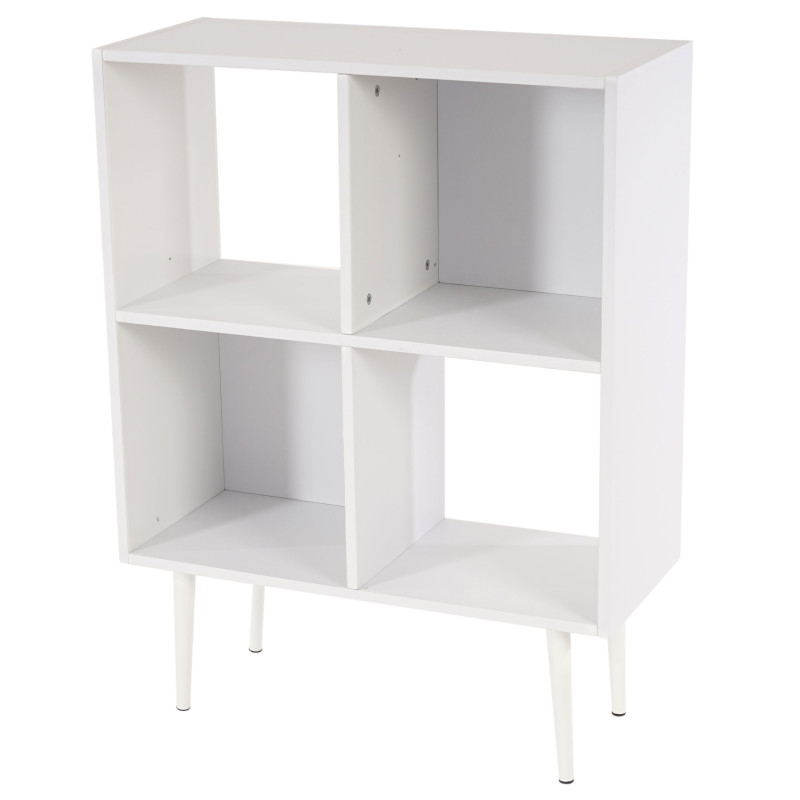 Étagère Malmö T340, étagère à livres, design rétro 94x71x30cm, 4 compartiments - blanc