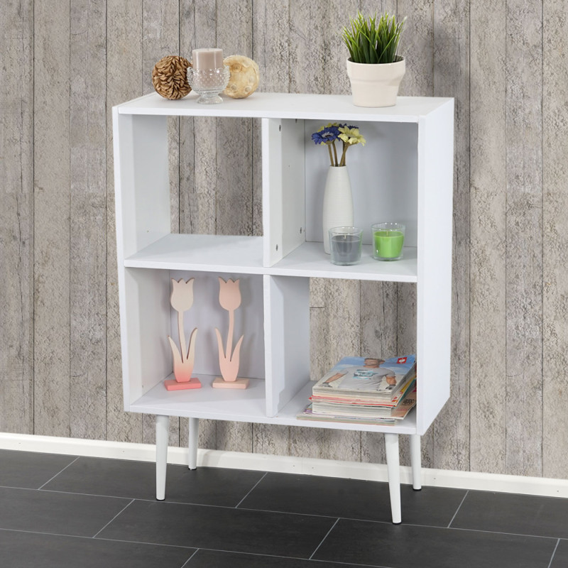 Étagère Malmö T340, étagère à livres, design rétro 94x71x30cm, 4 compartiments - blanc