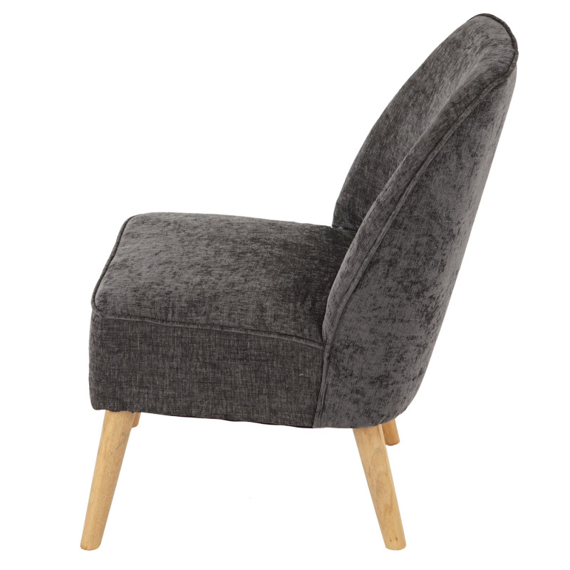 Fauteuil Malmö T312, fauteuil rembourré de salon / style rétro des années 50 tissu - gris