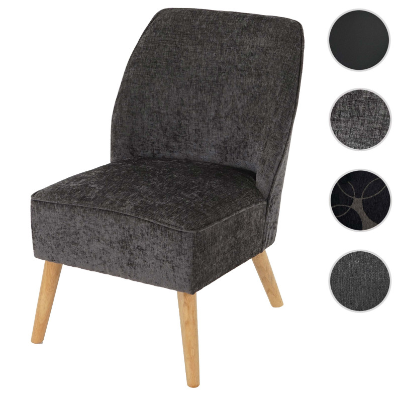 Fauteuil Malmö T312, fauteuil rembourré de salon / style rétro des années 50 tissu - gris