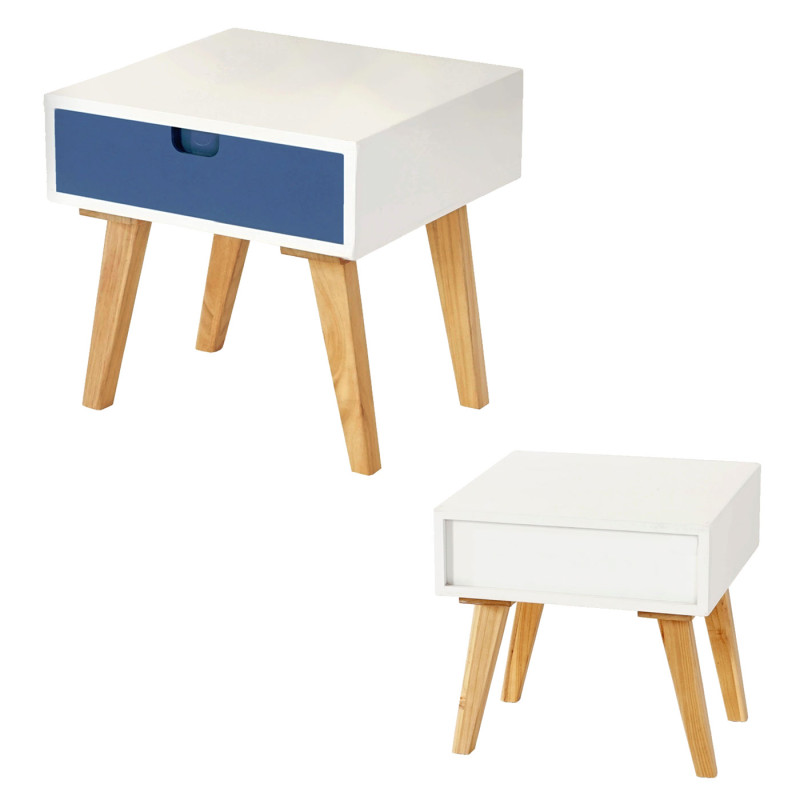 Commode Malmö T255, armoire, table d'appoint, design rétro 40x40x40cm - blanc