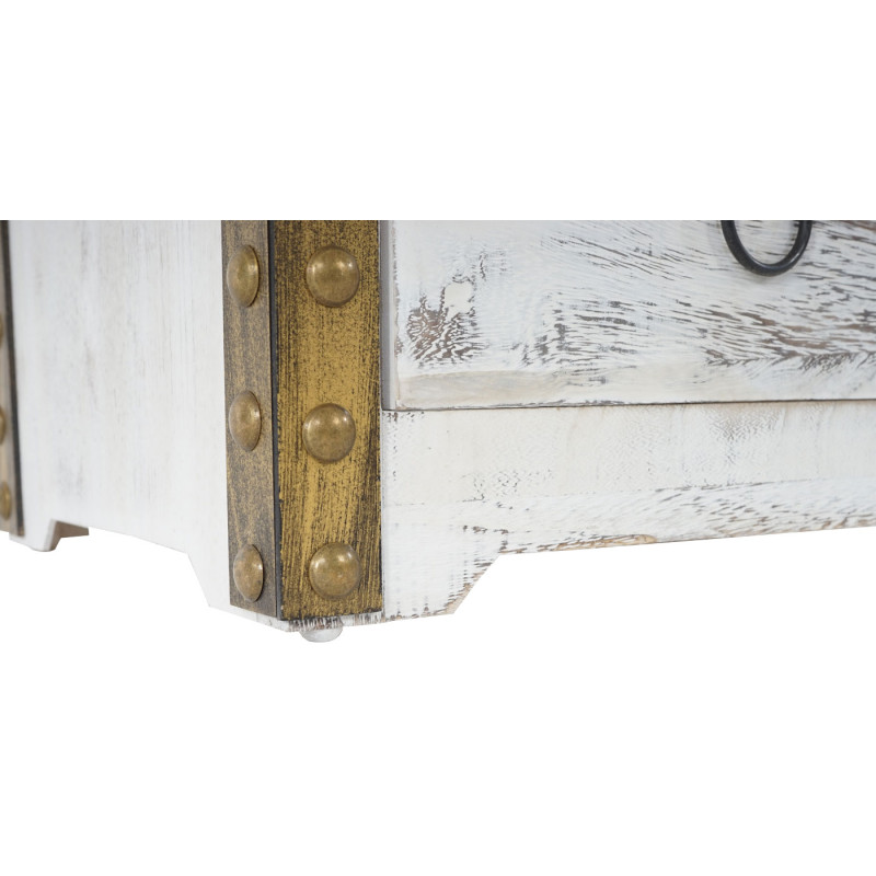 Commode Duran, commode à tiroirs, armoire, 3 tiroirs, style shabby, vintage 54x33x26cm - blanc