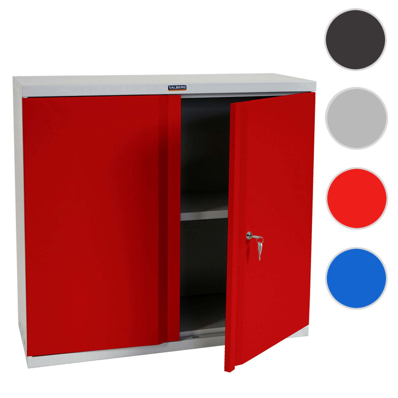 Meuble-classeur Valberg T330, placard de bureau en métal, 2 portes, 84x92x37cm - rouge