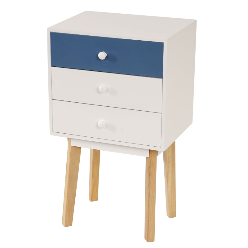 Commode Malmö T270, armoire, table d'appoint, design rétro 70x40x30cm - tiroir bleu