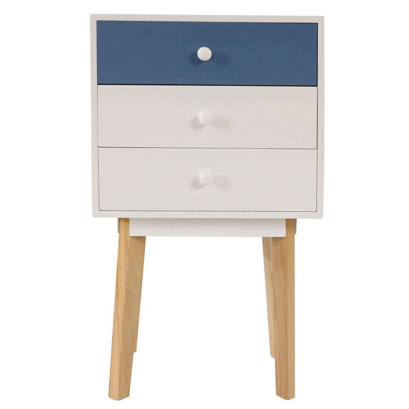 Commode Malmö T270, armoire, table d'appoint, design rétro 70x40x30cm - tiroir bleu