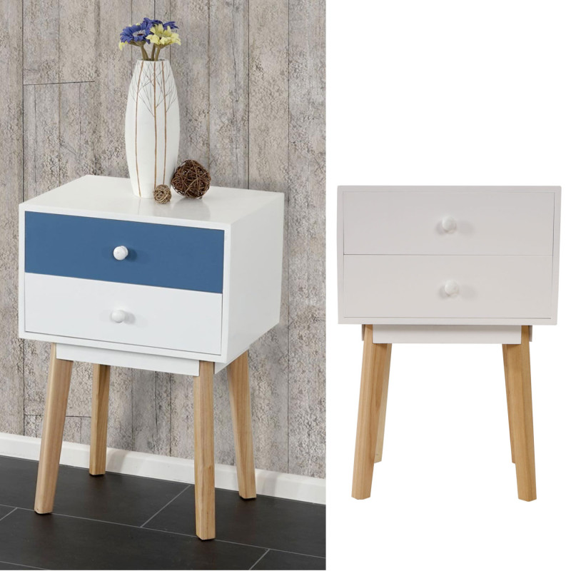 Commode Malmö T271, armoire, table d'appoint, design rétro 59x40x30cm - blanc