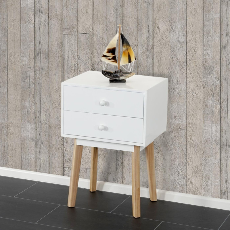 Commode Malmö T271, armoire, table d'appoint, design rétro 59x40x30cm - blanc