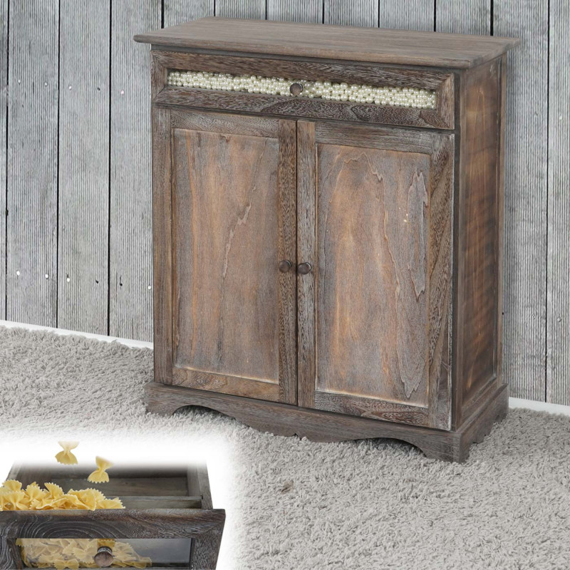 Commode Asti, armoire, tiroir vitrine, style shabby, vintage 77x66x32cm - marron