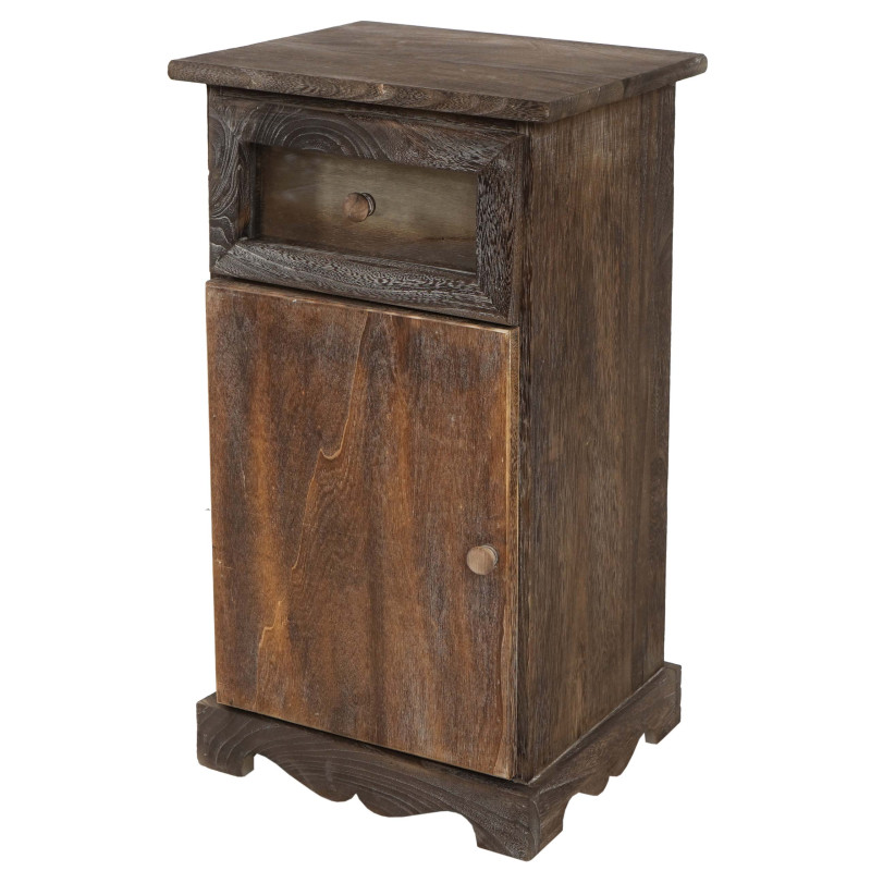 Commode Asti, armoire, tiroir vitrine, style shabby, vintage 63x34x29cm - marron