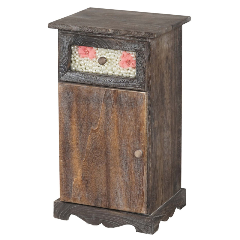 Commode Asti, armoire, tiroir vitrine, style shabby, vintage 63x34x29cm - marron