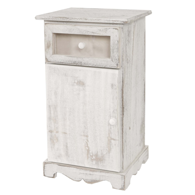 Commode Asti, armoire, tiroir vitrine, style shabby, vintage 63x34x29cm - blanc