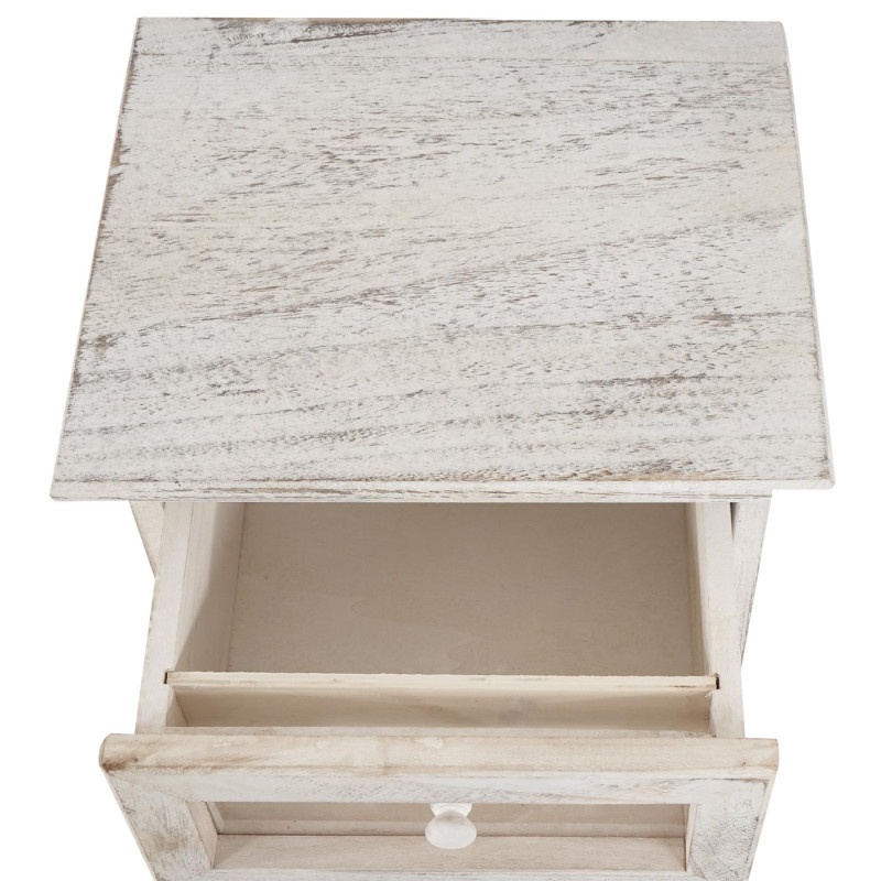 Commode Asti, armoire, tiroir vitrine, style shabby, vintage 63x34x29cm - blanc