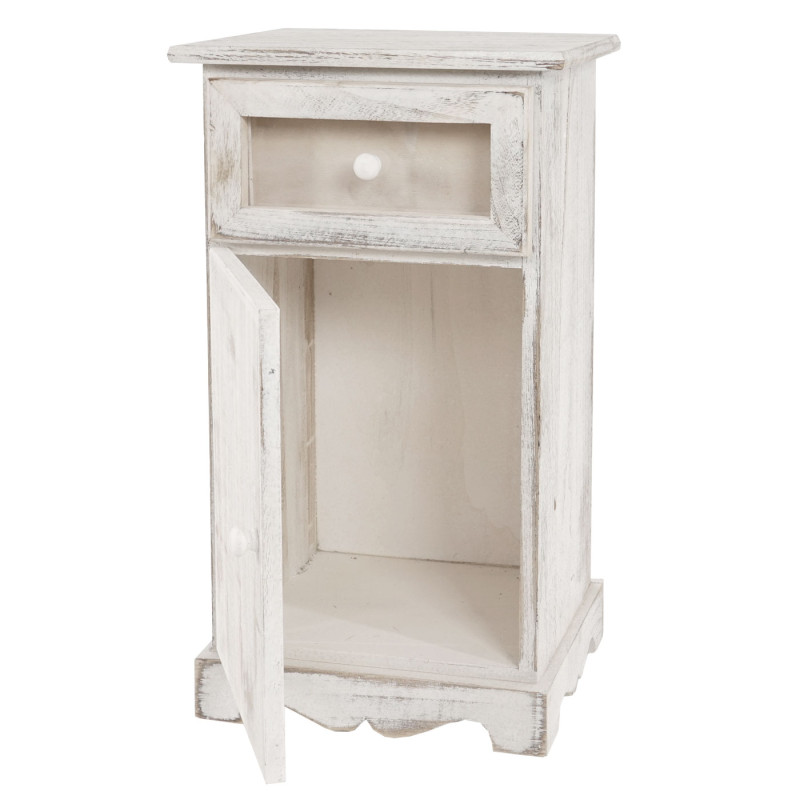 Commode Asti, armoire, tiroir vitrine, style shabby, vintage 63x34x29cm - blanc