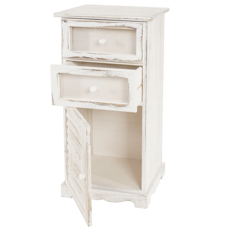 Commode Asti, armoire, tiroirs vitrine, style shabby, vintage 82x40x31cm - blanc