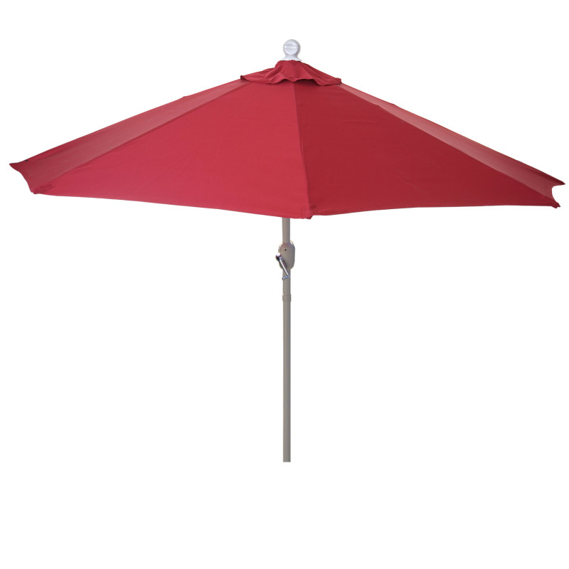 Demi-parasol en aluminium Parla, UV 50+ - 300cm bordeaux sans pied