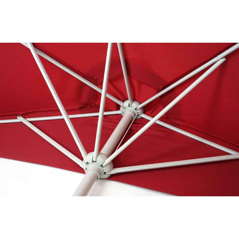 Demi-parasol en aluminium Parla, UV 50+ - 300cm bordeaux sans pied