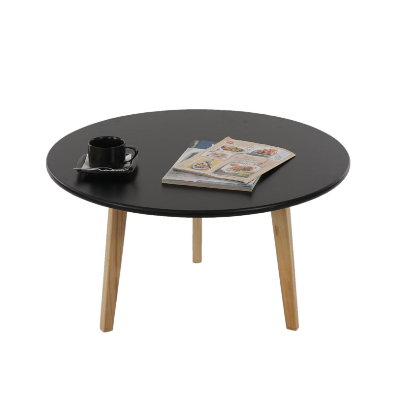 Table basse de salon Malmö T259, table d'appoint, design rétro, 45x80x80cm - noir