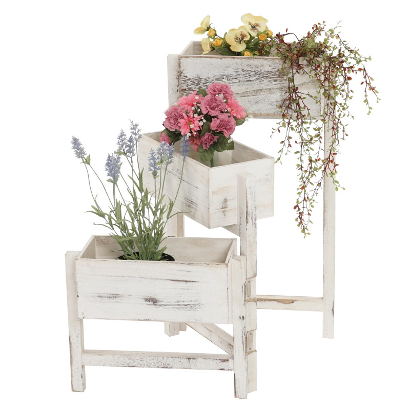 Étagère / jardinière / étagère à plantes, shabby, vintage, hauteur : 65cm - blanc