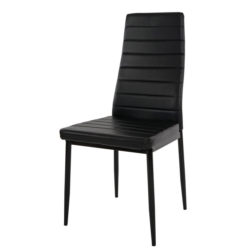 6x chaise de salle à manger Lixa, fauteuil similicuir - noir