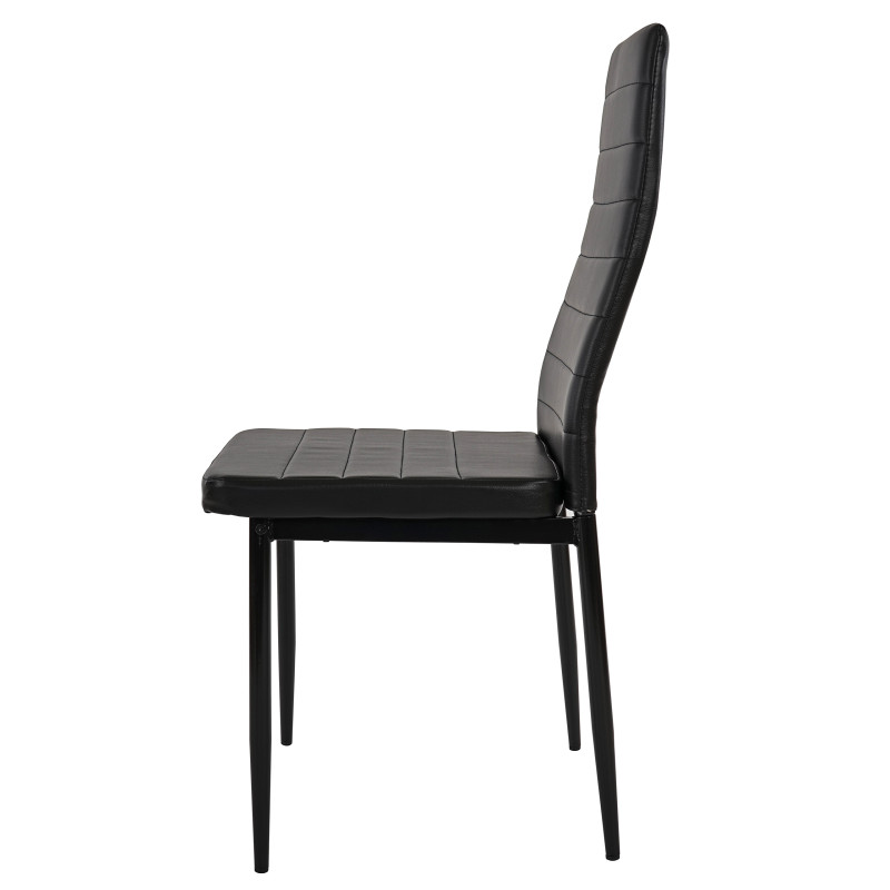 6x chaise de salle à manger Lixa, fauteuil similicuir - noir