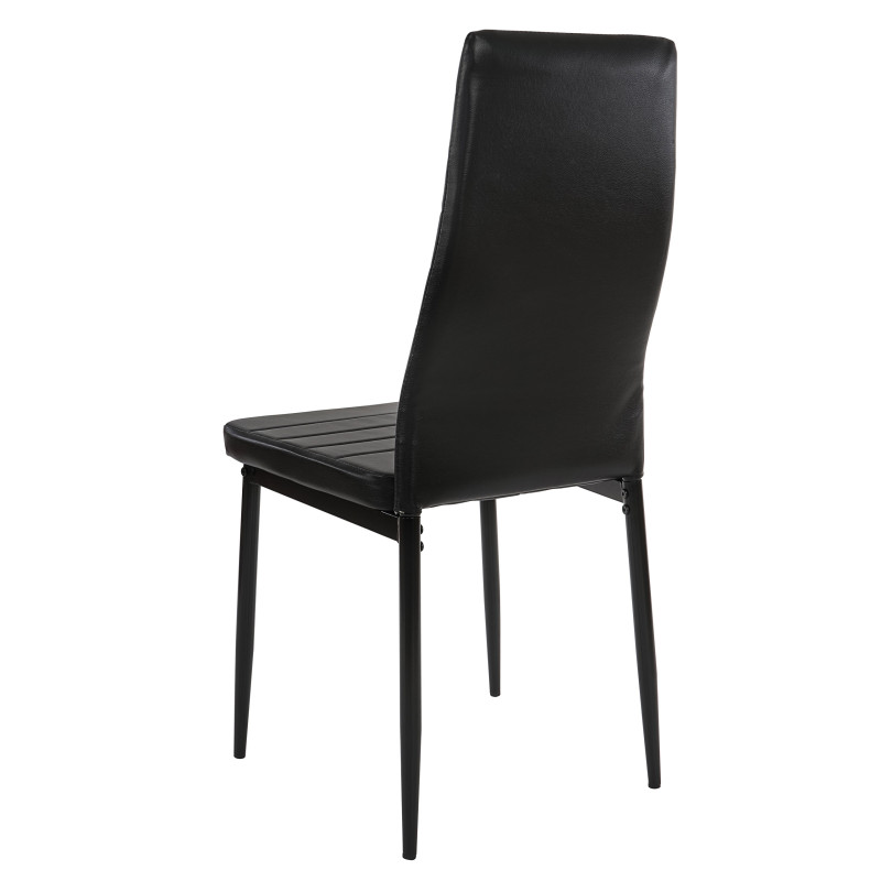 6x chaise de salle à manger Lixa, fauteuil similicuir - noir