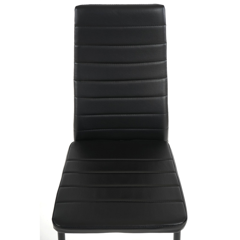 6x chaise de salle à manger Lixa, fauteuil similicuir - noir