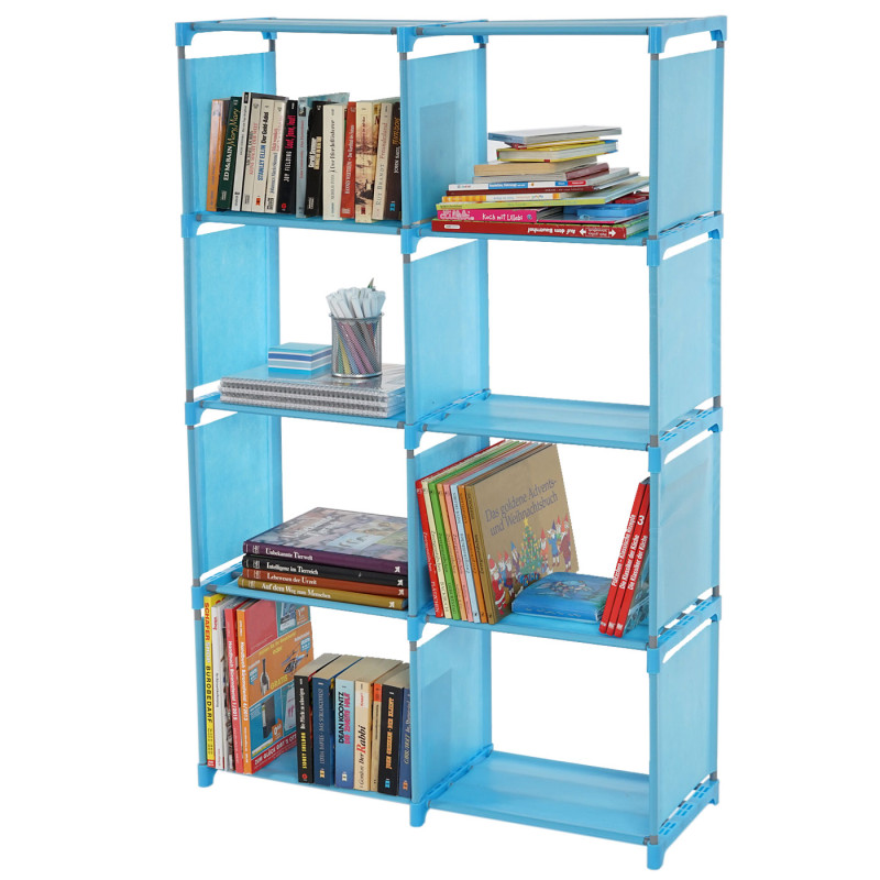 Bibliothèque Gard, système emboîtable, étagère de rangement, 31x39x28cm par box - bleu