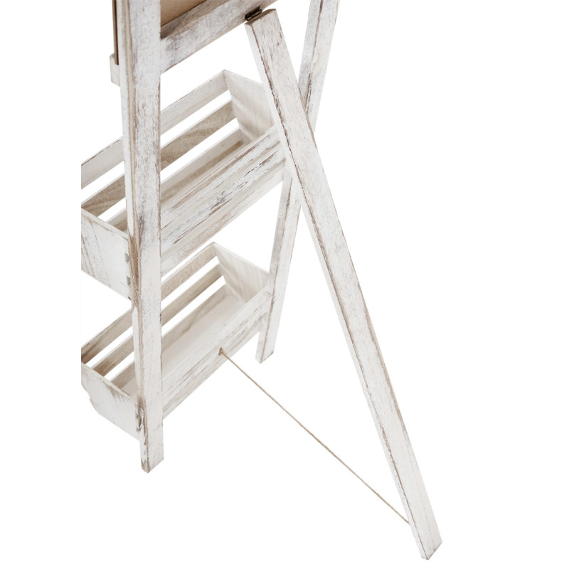 Étagère à plantes avec tableau, étagère indépendante pour fleurs, 117x34x58cm style shabby - blanc