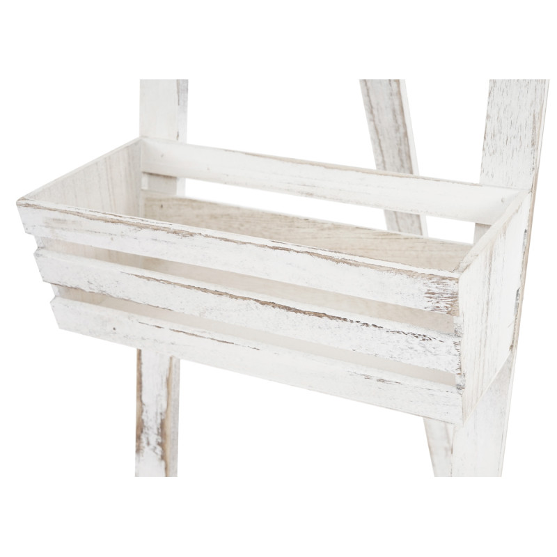 Étagère à plantes avec tableau, étagère indépendante pour fleurs, 117x34x58cm style shabby - blanc