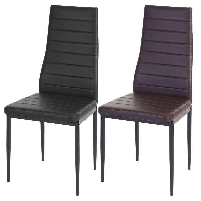 2x chaise de salle à manger Lixa, fauteuil similicuir - noir