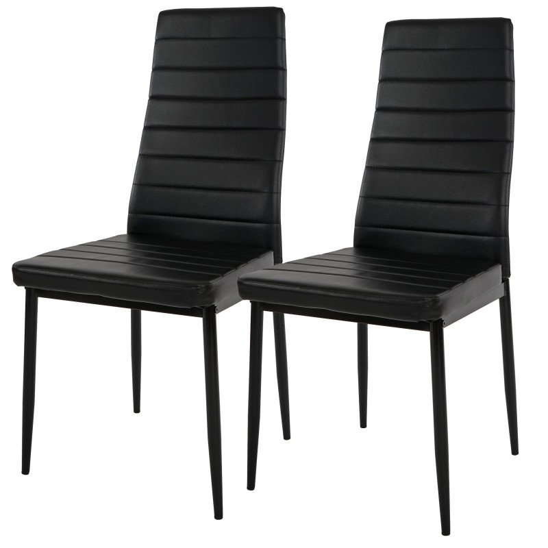 2x chaise de salle à manger Lixa, fauteuil similicuir - noir